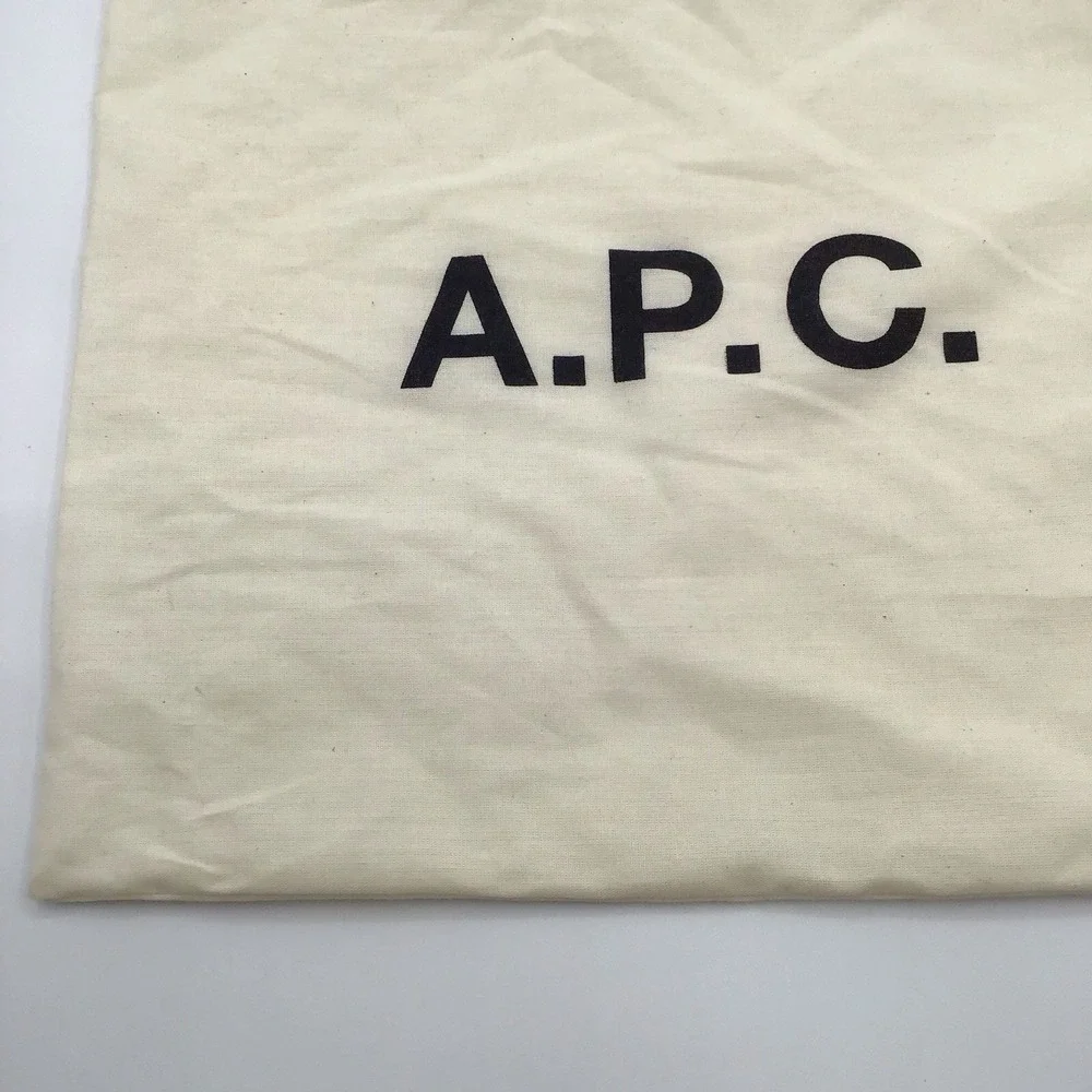 A.P.C. Logo Cotton Drawstring Dust Bag Shoe Bag Cream 13x14 Storage Pouch